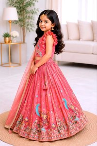 Ensemble Lehenga Choli rose pour filles, style moderne, brodé, pour adultes, tenue de fête, robe ethnique, dupatta, pour mariage, hiver, automne - Product Image 3