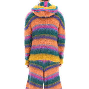 Cárdigan con Capucha de Mohair a Rayas para Hombre, Suéter Grueso de Punto para Invierno con Bolsillos, Antipilling, Estilo con Capucha y Manga Larga - Product Image 2