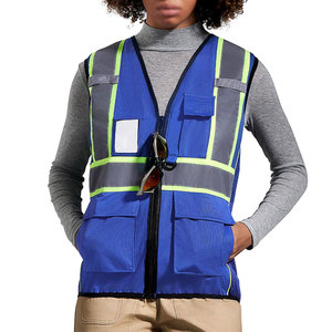 Chaleco de Seguridad Azul Oscuro sin Mangas para Mujer, Tejido de Malla, Versátil, Estilo Vintage, Ropa de Trabajo con Impresión Personalizada, Servicio OEM - Product Image 4