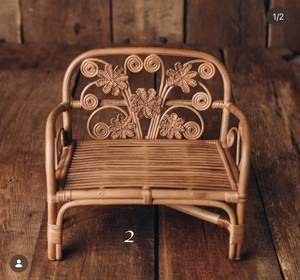 Handmade rattan mini white <b>wicker</b> loveseat bench props - Photo Booth Chair - photo chair props factory price - Product Image 2