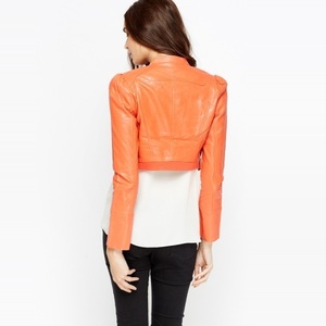 Veste en cuir véritable pour femme, écologique et respirante, design moderne et élégant à col montant, grandes tailles - Product Image 2