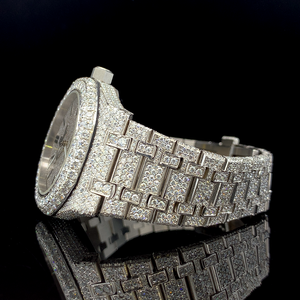 Montre-bracelet carrée pour homme, très vendue, avec cadran de haute qualité, diamants Moissanite VVS, bracelet en acier inoxydable, mouvement à quartz, fonction date - Product Image 3