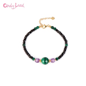 CL คริสตัลธรรมชาติสีดํา spinel มาลาไคต์สร้อยข้อมือแฟชั่นเครื่องประดับสร้อยคอสําหรับผู้หญิง