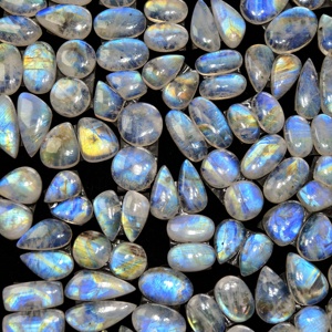 Lot de pierres précieuses en pierre de lune arc-en-ciel naturelle, formes variées, pour la fabrication de bijoux, 12x9x3mm 11x11x3mm, moyenne 11 carats - Product Image 3