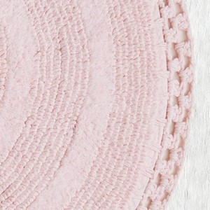 Oval Cotton <b>Braided</b> Bath Mats Set 2 Pieces <b>Pink</b> Non-Slip Rubber Backing Classic Style Home Use - Product Image 3