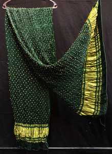 Dupatta Bandhani Rajasthani Premium de Seda Gaji Pura, Teñido Tradicional, Hecho a Mano, Estilo Étnico para Mujer, para Bodas - Product Image 5