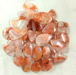 Precio al por mayor de cabujón de cuarzo de fuego Natural suave hecho a mano parte posterior plana piedras preciosas curativas semipreciosas piedras preciosas sueltas - Product Image 1