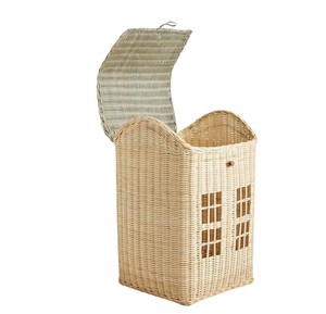 Natural Rattan <b>Storage</b> <b>Basket</b> <b>Rectangle</b> Shape Dust Prevention Eco-Friendly Rustic Style for Laundry <b>Storage</b> - Product Image 5