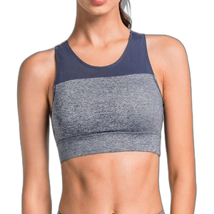 Sujetador Deportivo Gris para Mujer, de Alta Sujeción, para Entrenamiento y Fitness, Diseño Transpirable de Punto, Estilo Deportivo - Product Image 1