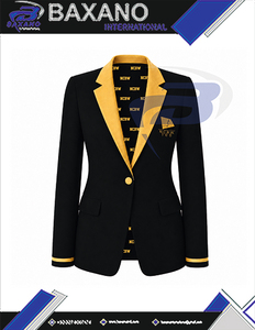 Blazer noir pour femmes de la sororité NCBW avec bordure dorée et broderie de blason, col cranté à un bouton, costume professionnel pour femmes - Product Image 6