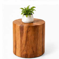 Mesa Auxiliar Redonda Rústica con Diseño de Tronco de Árbol, Decorativa, Regalo de Inauguración para Sala de Estar o Dormitorio - Product Image 1