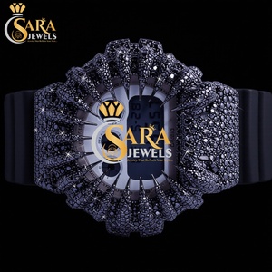 Elegant Half Iced <b>Red</b> Rubber Strap Moissanite Diamond Watch Luxury Antique Square Case Hip Hop Business New Arrival Analog 20mm - Product Image 1