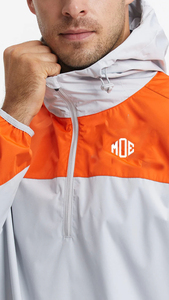 เสื้อแจ็คเก็ตกันลมสำหรับผู้ชาย MOE น้ำหนักเบา ดีไซน์สีตัดต่อ ซิปครึ่งตัว มีฮู้ด สีส้มเทา - Product Image 6