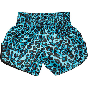 Shorts de MMA con Estampado de Leopardo Azul para Mujer, Poliéster Elástico, Corte Regular, Ropa de Artes Marciales para Adultos - Product Image 2