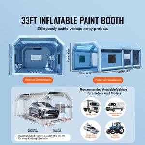 Cabina di Verniciatura Gonfiabile 29.5 X 15.7 X 11.8 ft con Illuminazione LED e Soffiatori da 950W+750W e Sistema di Filtraggio dell'Aria - Product Image 1