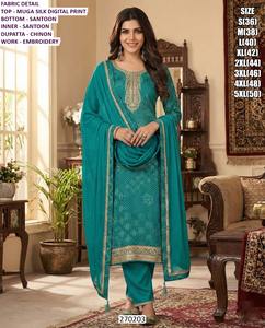 Gulnaar Bandhani Embroidered Muga Silk Quick Dry Floor-Length Traditional Women's Kurta/<b>Kurti</b> for Wedding & Party - Product Image 2