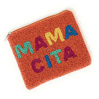 Tas Clutch Berhias Kristal Rhinestone Buatan Tangan, Dompet Huruf Mamacita, Kantong Koin, Dompet Resleting Logo Kustom, Hadiah Gaya Meksiko