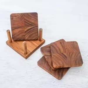 Premium Natural Wooden Coasters Set Stylish <b>Table</b> <b>Protectors</b> for Coffee Cups Wine Glasses Restaurant Hotel Bar Decor - Product Image 3