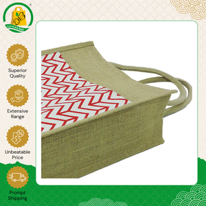 Hot Sale on Top Quality Eco Friendly and Pocket Friendly Jute Shopping Bag with External Pocket with Red Motif Silk Screen Print - Product Image 6
