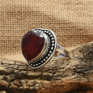 Bague en grenat rouge naturel en forme de cœur, argent 925, bijoux faits à la main, promesse romantique, anniversaire de mariage, bague de la Saint-Valentin pour elle - Product Image 3