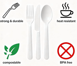 Couteaux, fourchettes et cuillères 100 % compostables, biodégradables, imperméables, sans plastique, ustensiles robustes, couverts écologiques, sécurité alimentaire - Product Image 5