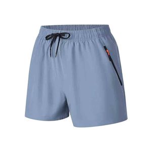 Men's Light Blue Solid Quick Dry Shorts <b>Elastic</b> Waist Drawstring Zipper Pocket Casual Workout Running Shorts - Product Image 1