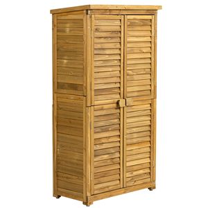 Armadio da Esterno con Porta Lucchettabile, Tetto Impermeabile, 2 Ripiani Rimovibili, Casetta da Giardino in Legno, Ripostiglio per Piscina, Marca Verti - Product Image 1