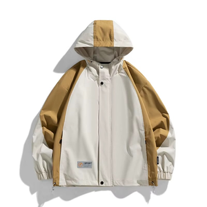 Veste coupe-vent à capuche pour homme, style sportif oversize, blocs de couleur, manches raglan, en polyester tissé, pour l'automne - Product Image 5