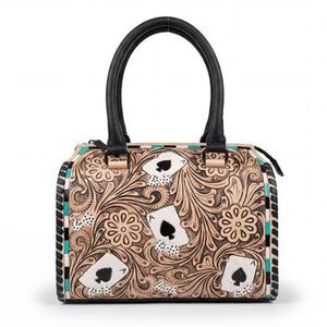 กระเป๋าเดินทางสุดหรูสำหรับผู้หญิง รุ่นมินิ สปีดดี้ ดัฟเฟิล ทำจากหนังแท้ 100%  ตกแต่งลายดอกไม้แกะสลักลายไพ่เอซ - Product Image 3