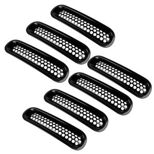 7pcs Black Front Insert Decorative Mesh Plate Cover for 2007-2018 Jeep Wrangler JK JKU 3.6L V6 - Product Image 2