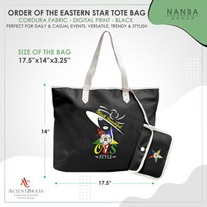Sac fourre-tout noir style OES Eastern Star Si-star Sassy & Classy Order of Eastern Star Masonic - Product Image 6