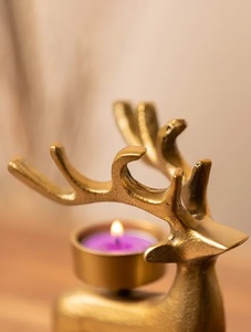 Small Size Aluminum Deer Candle Holder with T Light Holder Christmas Decorative Gold Plated Candle <b>Stand</b> for Wedding Gifts - Product Image 4