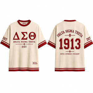 Delta Sigma Theta T-shirt raglan rouge et blanc pour hommes, t-shirt graphique décontracté avec lettres grecques et design 1913 - Product Image 4