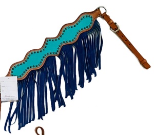 Vente en gros de collier de poitrine Western de cheval en cuir de qualité supérieure avec des produits de pointe à franges pour se débarrasser du cheval à un prix abordable - Product Image 2