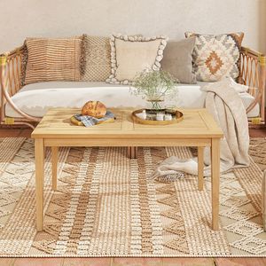 Table basse d'extérieur en teck de 20 pouces x 35,5 pouces avec plateau à lattes pour balcons - Product Image 3