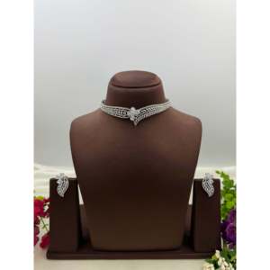 Indian Ethnic Aliya American Diamond <b>Gold</b> Plated Bridal Choker <b>Set</b> - Product Image 5