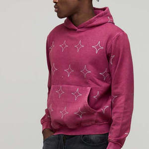 Sweat à capuche en coton épais avec strass et design en cristal scintillant, logo brodé personnalisé, respirant, mode hiver - Product Image 4