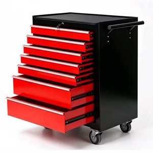 High-quality Customizable Black 2 Doors Industrial Style Tool Cart 3 Drawers Four Wheels Push Handle <b>Padlockable</b> 200kg Cabinet - Product Image 1