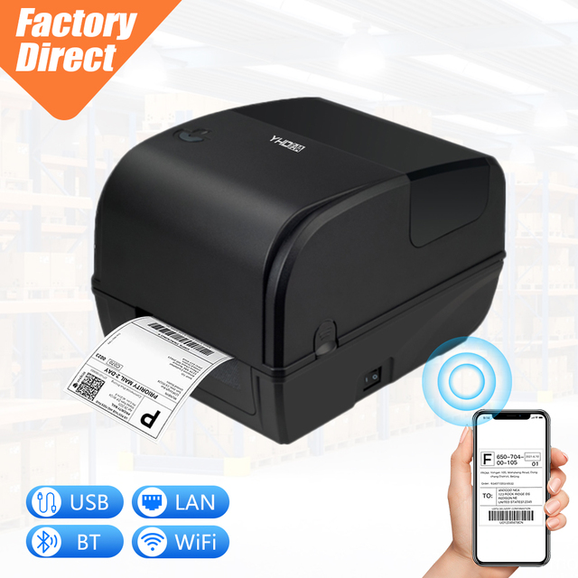 High-Quality Dual Mode Thermal Transfer Ribbon Label Printer CE FCC RoHS 4 Inch Waybill Printer for Home Office & Retail Stores