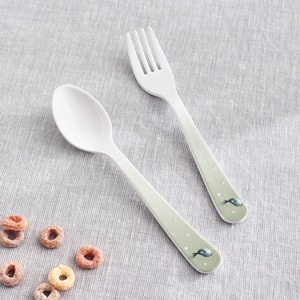 Cute White Plastic Fork With Bird Design Matte Finish Children's Flatware - Product Image 5