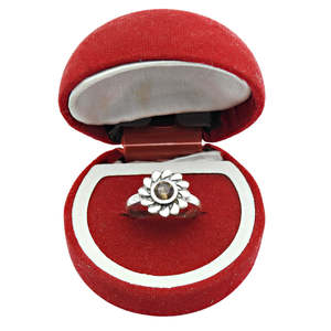 Anillo de cóctel con gema de cuarzo ahumado natural en forma de girasol, plata de ley 925 pura, joyería fina disponible a precio de mayoreo. - Product Image 4