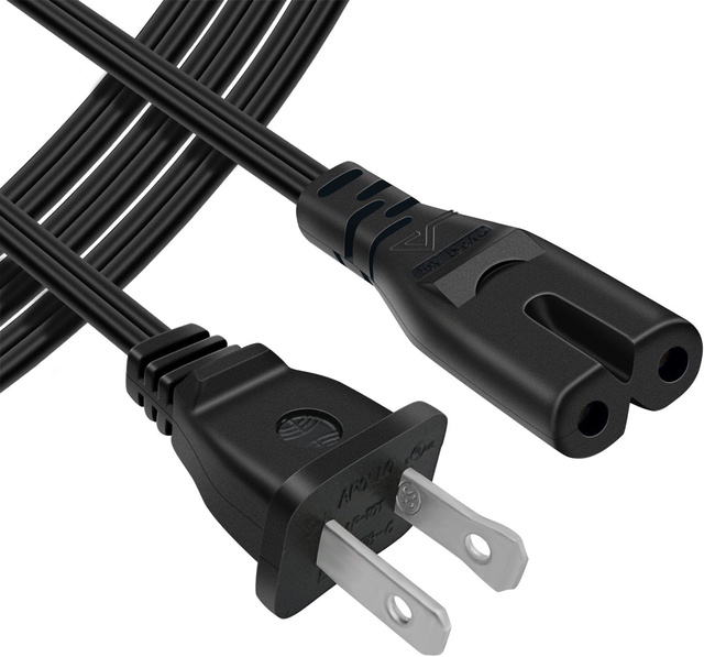 2 Prong Figure 8 Cable C7 AC Power Cord for TV Xbox PS3 PS4 PS5 ETL Listed 6Ft IEC C7 Power Cord Multimedia Speaker