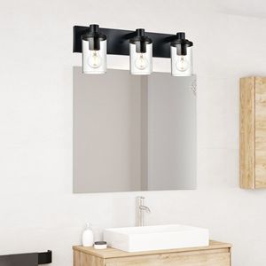 5-<b>Light</b> <b>Vintage</b> Bathroom Vanity <b>Light</b> Fixture Black Clear Glass <b>Shade</b> for Kitchen Living Room Dresser Bedroom Corridor Lighting - Product Image 2