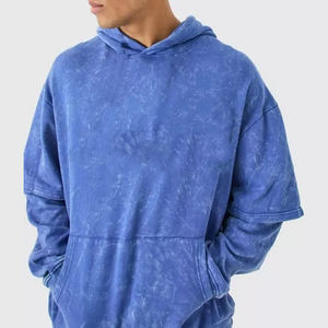 Sudadera con Capucha de Doble Capa para Hombre, Lavado Ácido, Algodón Grueso, Estilo Urbano Vintage, Lista para Invierno, Fabricación OEM - Product Image 2
