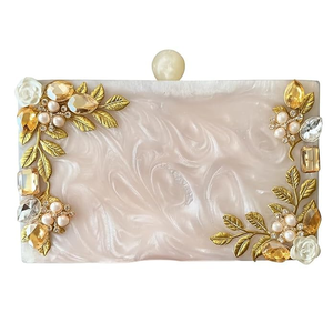 Faizacraft Ladies' Square Bohemian Resin Purse and Clutch Bag Inlaid with Stones and Chains Waterproof Zipper Closure Christmas - Product Image 6