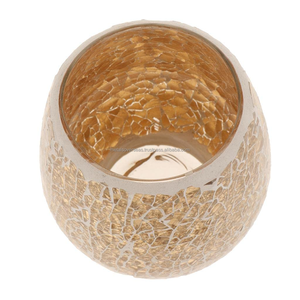 Porte-bougie votive et chauffe-plat en verre mosaïque d'or d'inspiration marocaine accent de bougie en verre craquelé élégant avec pots de lanterne décoratifs - Product Image 5