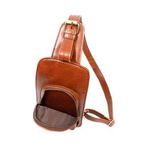 Men's Brown Genuine <b>Leather</b> Fashion Sling <b>Bag</b> Classic Style Zipper Closure Durable Daily Use Outdoor Activities <b>Soft</b> - Product Image 4