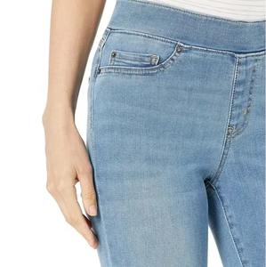 Jean en denim bleu pour femme, nouvelle collection, coupe évasée, logo personnalisé, jean taille haute évasé pour femme - Product Image 5