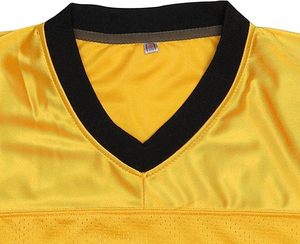 Camiseta Deportiva de Fútbol Amarilla con Cuello en V, de Malla, Manga Corta, Ligera, de Poliéster, para Deportes - Product Image 3
