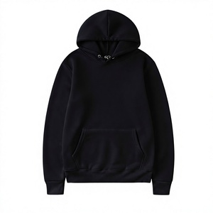 Sudadera con Capucha Negra para Hombre, Corte Regular, Felpa de Algodón, Informal, con Bolsillo, para Otoño - Product Image 1